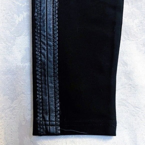 Romeo + Juliet Couture Ponte Leggings Size M GUC Tuxedo Stripe Faux Leather - Picture 3 of 6